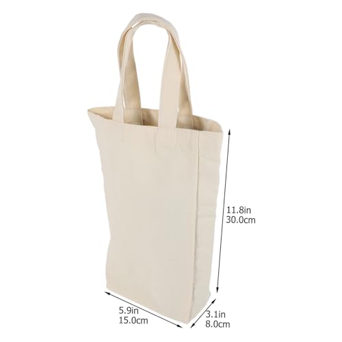 Toyvian 2 Stück Canvas Weinflaschentaschen Faltbare Geschenktüten mit Verstärktem Griff Mehrzweck Tragetasche für Wein Andere Flaschen Beige Handliche Weintasche von Toyvian