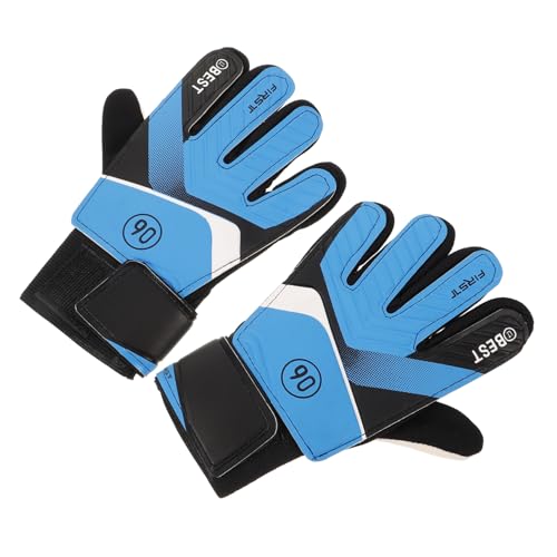 Toyvian 2 Stück Torwarthandschuhe Fußball rutschfest Fingerprotektor Atmungsaktiv Strapazierfähig für Jugendspieler Trainings und Matchhandschuhe mit Latexgriff Blau von Toyvian