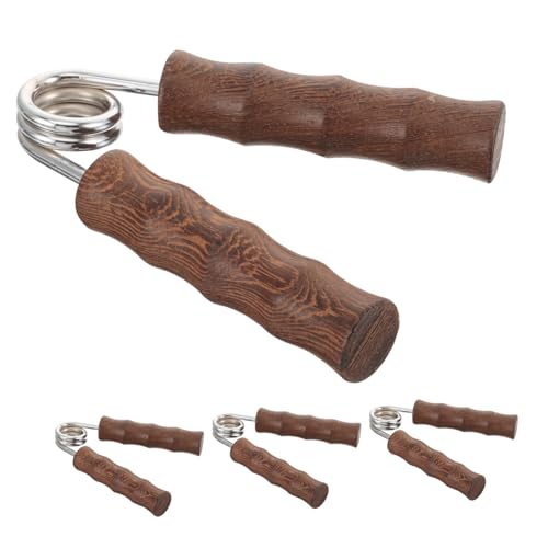 Toyvian 4 Stück Holzgriff Fingertrainer Handgrifftrainer Handgriffverstärker Handquetscher Griffverstärker Holzhandgreifer Griffquetscher Hellbraun Metall von Toyvian