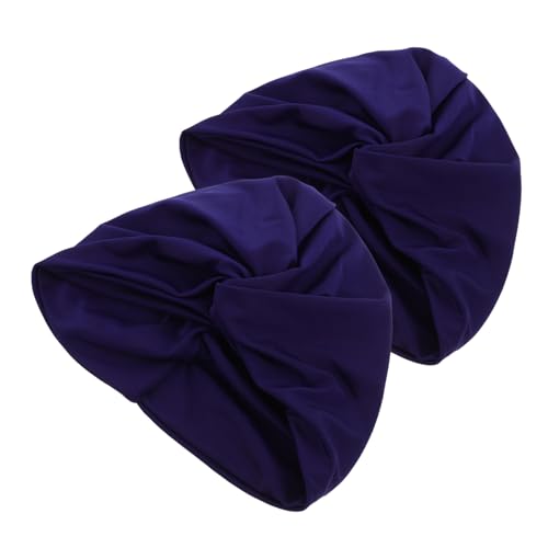 Toyvian Damen Schwimmhaube Turban Faltstoff Elastisch für und Kurz Haar Ohrenschutz rutschfest Dunkelblau Geeignet für Schwimmbad und Strand Badekappe für Frauen von Toyvian