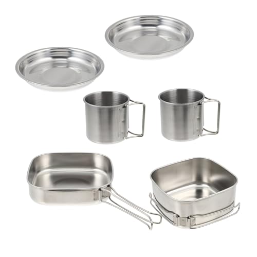 Toyvian Edelstahl Camping Kochgeschirr Teilig Leichtes Outdoor Kochgeschirr mit Faltbarem Griff Kompakte Camping Töpfe für Picknick Wandern Einfach zu Reinigen Tragbar Toyvian Edelstahl Camping Kochgeschirr Teilig Leichtes Outdoor Kochgeschirr mit Faltbarem Griff Kompakte Camping Töpfe für Picknick Wandern Einfach zu Reinigen Tragbar von Toyvian