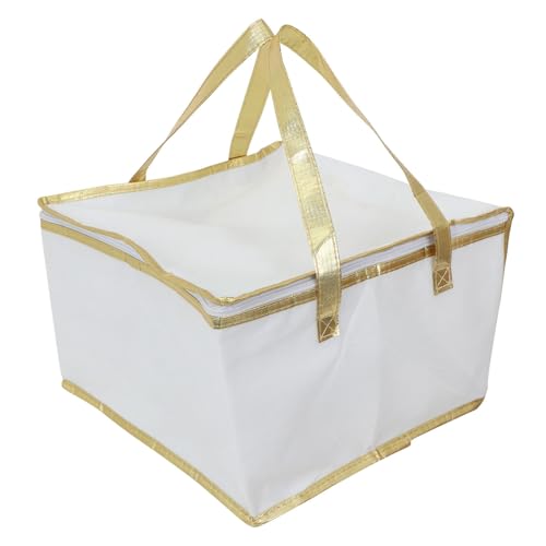 Toyvian Isolierte Kühltasche Faltbar Robuste Lebensmitteltragetasche mit Goldakzenten Vielseitig für Picknick Camping Strand BBQ Kühlt Kuchen Pizza Meeresfrüchte Sicher von Toyvian