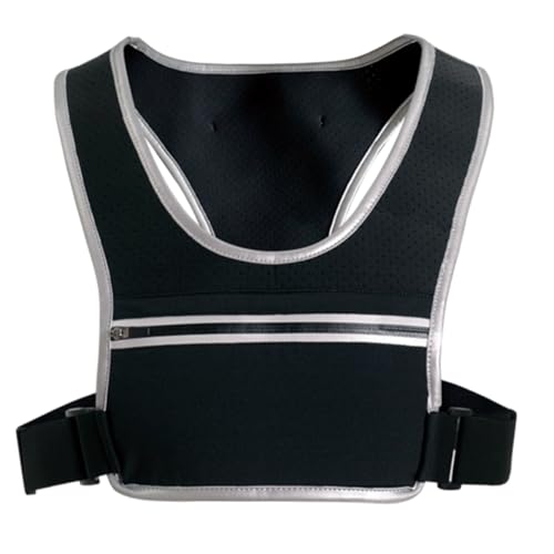 Toyvian Reflektierende Damenweste Outdoor Sport Brusttasche Atmungsaktiv mit Reflektierenden Streifen für Laufen Radfahren Wandern Sicherheitsweste mit Stauraum Schwarz von Toyvian
