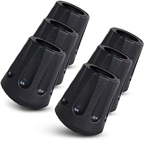 TrailBuddy 6-Piece Pack Rubber Tips for Trekking Poles - Replacement Pole Tip Protectors Fits Most Standard Hiking Poles with 11mm Hole Diameter - Shock Absorbing, Adds Grip, and Traction von TrailBuddy