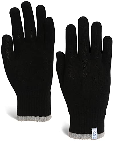 TrailHeads Herren Leichte Strickhandschuhe Winterhandschuh Liner Base Layer-Handschuhe M/L schwarz/grau meliert von TrailHeads