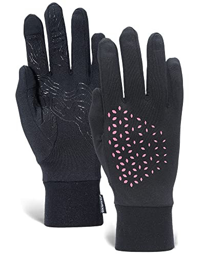 TrailHeads Laufhandschuhe Leichte Handschuhe mit Touchscreen-Funktion | Die Elemente - schwarz/rosa reflektierend (mittel) von TrailHeads