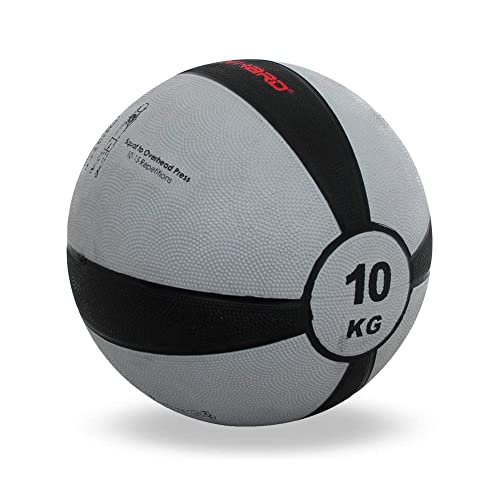 TrainHard Medizinball 1 kg bis 12 kg, Gummi Gewichtsball in 10 Farbig, Professionelle Gymnastikball für Krafttraining, Crossfit und Fitness (10 KG - Grau) von TrainHard