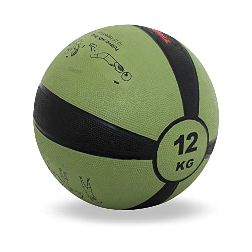TrainHard Medizinball 1 kg bis 12 kg, Gummi Gewichtsball in 10 Farbig, Professionelle Gymnastikball für Krafttraining, Crossfit und Fitness (12 KG - Olivgrün) von TrainHard