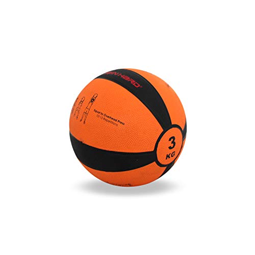 TrainHard Medizinball 1kg bis 12 kg, Gummi Gewichtsball in 10 Farbig, Professionelle Gymnastikball für Krafttraining, Crossfit und Fitness (3 KG - Orange) von TrainHard