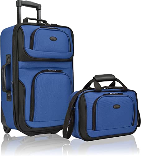 U.S. Traveler Rio Rugged Fabric Expandable Carry-On Luggage Set, Königsblau, 2 Wheel, Rio Robuster Stoff erweiterbares Handgepäck mit 2 Rädern von U.S. Traveler