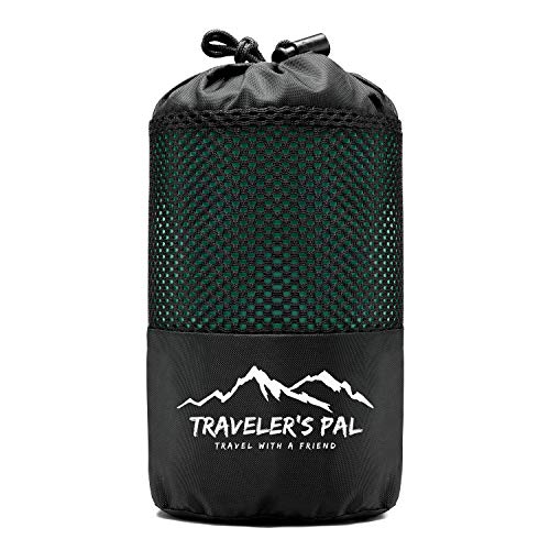 Traveler's Pal Hüttenschlafsack aus 100% Baumwolle - Schlafsack mit Reißverschluss an Seite und Fußende - Leichter und dünner Inlett Sommerschlafsack atmungsaktiv und hautfreundlich (Patinagrün) von Traveler's Pal
