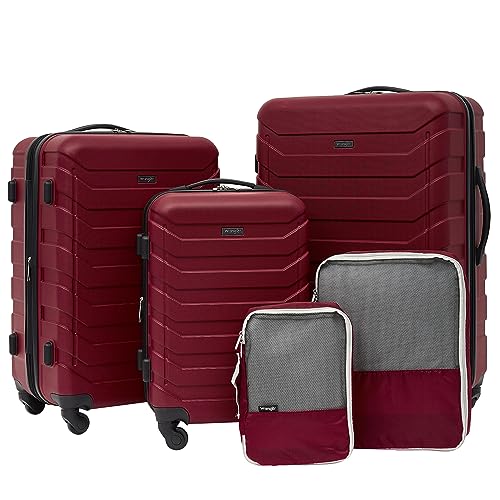 Wrangler 5-teiliges Gepäck- und Zubehör-Set, Rot/Ausflug, einfarbig (Getaway Solids), 5 Piece Set, 5-teiliges Gepäck- und Zubehör-Set von Wrangler