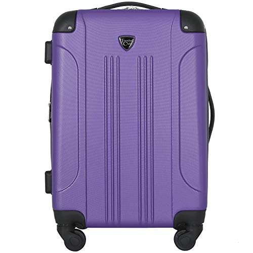 Travelers Club Sky+ Gepäck-Set, violett, 20" Carry-On, Chicago Hartschalen-Koffer, erweiterbar von Travelers Club