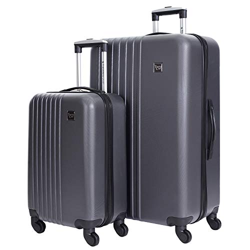 Travelers Club Cosmo Hardside Spinner Luggage, Charcoal Grey, 2-Piece Set (20/28), Cosmo Hardside Spinner Luggage von Travelers Club