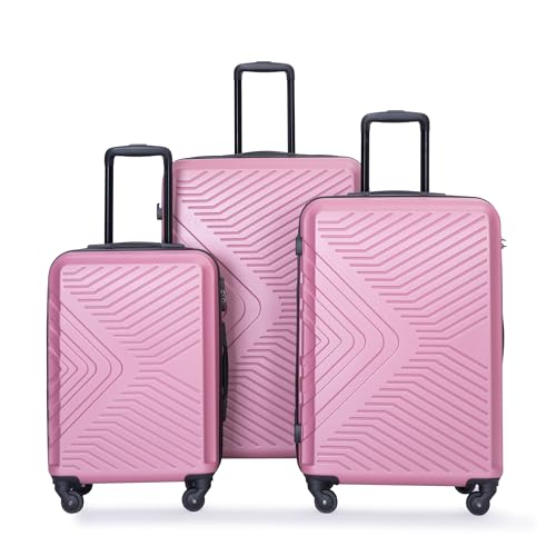Travelhouse Bali 3-TLG. Koffer-Set Reisekoffer Reisetrolley Hartschale aus ABS, (Pink) von Travelhouse