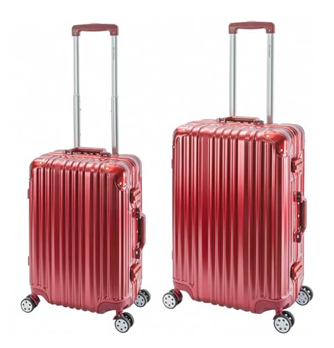 Travelhouse London · 2-teiliges Reisekoffer Set · Aluminium Rahmen · Polykarbonat Hartschale ·2 TSA Schlösser· Handgepäck-Koffer + Check-in · S-55cm, M-65cm · Vol. S-44L · M-67L · Rot von Travelhouse