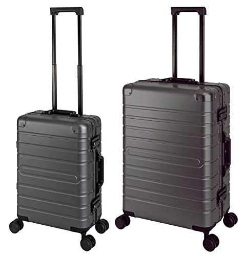 Travelhouse Oslo Alu Reisekoffer Graphit S-55cm & M-65cm Hartschalenkoffer Reise Trolley Koffer Set von Travelhouse