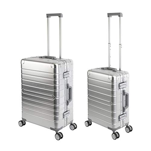 Travelhouse Oslo Alu Reisekoffer Silber S-55cm & M-65cm Hartschalenkoffer Reise Trolley Koffer Set von Travelhouse