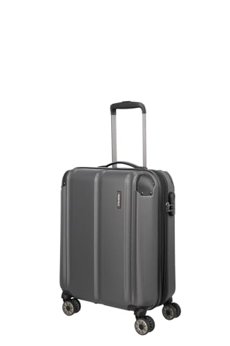 Travelite 4-Rad Handgepäck Koffer mit Dehnfalte erfüllt IATA Bordgepäckmaß, Gepäck Serie CITY: Robuster Hartschalen Trolley mit kratzfester Oberfläche, 073044-04, 55 cm, 40 Liter, anthrazit (grau) von Travelite