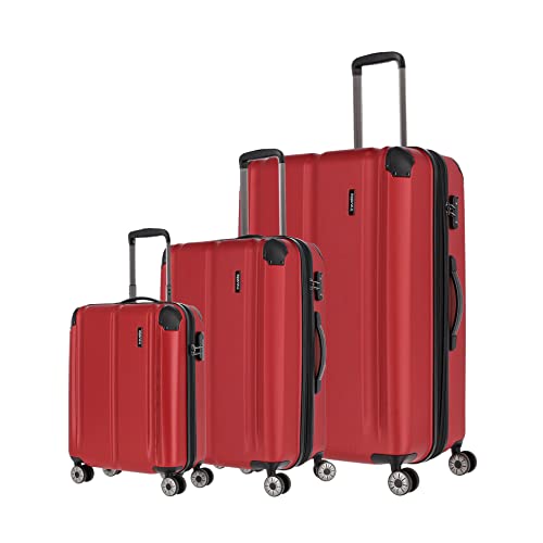 travelite 4-Rad Koffer Set Größen L/M/S mit TSA Schloss + Dehnfalte (außer Größe S), Gepäck Serie City: Robuster Hartschalen Trolley mit kratzfester Oberfläche von Travelite