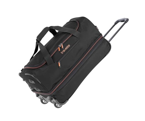 travelite 2-Rad Trolley Reisetasche Gr. S mit Dehnfalte, Gepäck Serie BASICS: Weichgepäck Reisetasche mit Rollen mit extra Volumen, 55 cm, 51 Liter (erweiterbar auf 64 Liter) von Travelite