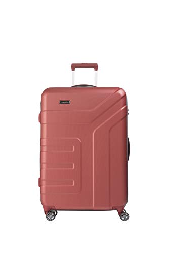 travelite 4-Rad Koffer Größe L mit TSA Schloss, Gepäck Serie VECTOR: Robuster Hartschalen Trolley in stylischen Farben, 072049-88, 77 cm, 103 Liter, koralle (rot) von Travelite