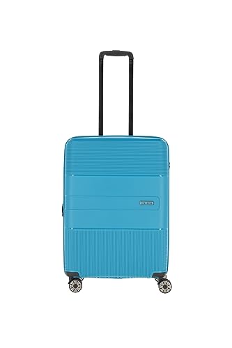 travelite 4-Rad Hartschalen Koffer mittelgroß mit Dehnfalte + TSA Schloss, Gepäck Serie WAAL: Stabiler Trolley mit recyceltem Innenfutter, 65 cm, 65 - 75 Liter von Travelite