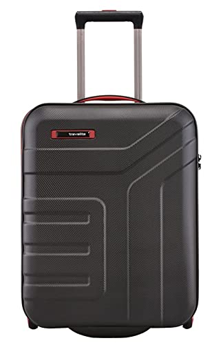 travelite 4-Rad Handgepäck Koffer mit TSA Schloss erfüllt IATA Borgepäck Maß, Gepäck Serie VECTOR: Robuster Hartschalen Trolley in stylischen Farben, 072047-01, 55 cm, 40 Liter, schwarz/rot von Travelite