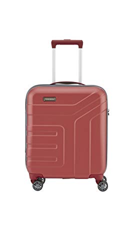 Travelite 4-Rad Handgepäck Koffer mit TSA Schloss erfüllt IATA Borgepäck Maß, Gepäck Serie VECTOR: Robuster Hartschalen Trolley in stylischen Farben, 072047-88, 55 cm, 40 Liter, Koralle (Rot) von Travelite