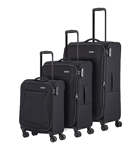 travelite 4-Rad Koffer Set Weichschale, Größen L/M/S, Serie CHIOS Trolley Set in zeitloser Optik, Handgepäck erfüllt IATA Bordgepäck Maß von Travelite
