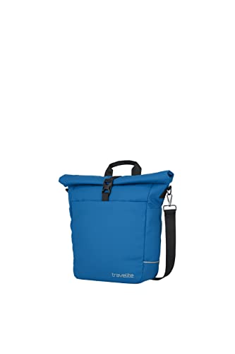 travelite BASICS FOR BIKES - Fahrradtasche Gepäckträger wasserfest, mit abnehmbaren Schultergurt und Rolltop Verschluss, 14 Liter, 0.8kg, Königsblau von Travelite