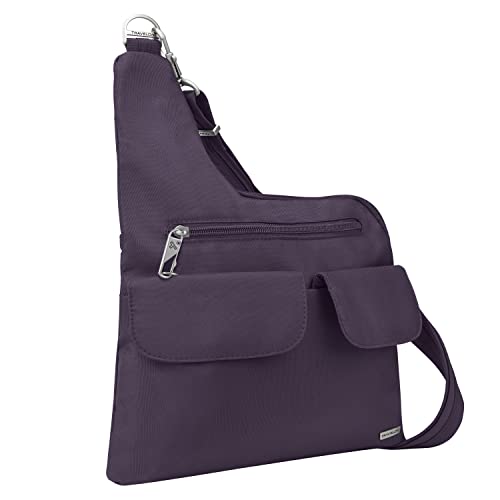 Travelon Diebstahlschutz-Umhängetasche, zwei Taschen, Violett, Einheitsgröße, Diebstahlsichere Umhängetasche von Travelon