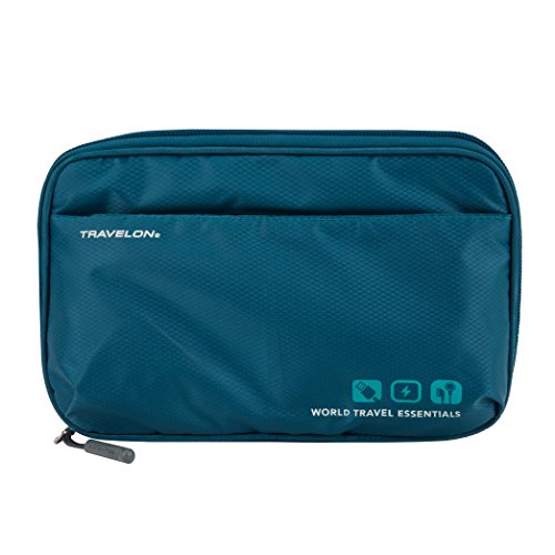 Travelon World Travel Essentials Tech Organizer, Pfauenblaugrün, Einheitsgröße, World Travel Essentials Tech Organizer von Travelon