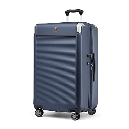 Travelpro Platinum Elite Hardside erweiterbares aufgegebenes Gepäck, Spinner mit 8 Rädern, TSA-Schloss, Hartschalen-Koffer aus Polycarbonat, echtes Marineblau, kariert, groß, 72 cm von Travelpro
