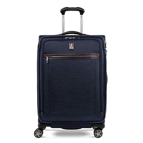 Travelpro Platinum Elite Softside erweiterbares aufgegebenes Gepäck, Spinner-Koffer mit 8 Rädern, TSA-Schloss, Herren und Damen, echtes Marineblau, kariert, mittelgroß, 64 cm von Travelpro