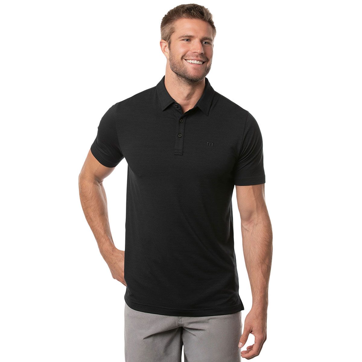 Travis Mathew TravisMathew Men's Heater Marl Golf Polo Shirt, Mens, Black, Small | American Golf von Travis Mathew