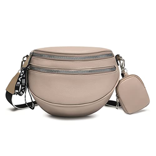 Travistar Kleine Umhängetasche Damen - Breiter Gurt Bauchtasche - Stylish Schultertasche - Vegan Leder - Herren Sportlich Crossbody Bag - Moderne Taschen mit Münze Geldbörse - Aprikose von Travistar