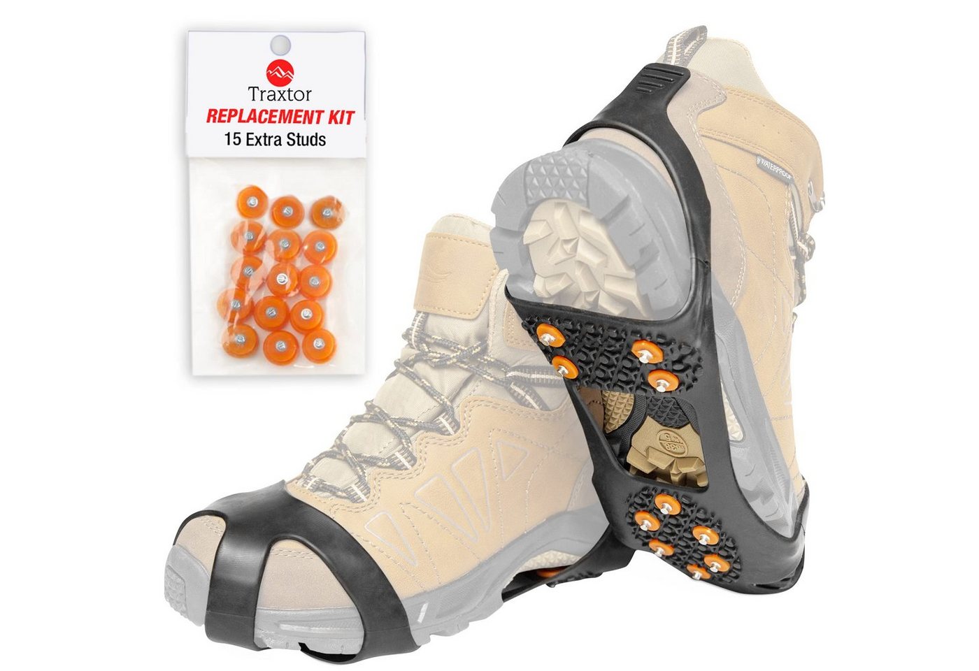 Traxtor Spikes Schuhspikes Anti-Rutsch - Schuhkrallen für Eis und Schnee (Schuhspikes), Steigeisen für Gleitschutz bei Glatteis inkl. 15 Spikes von Traxtor