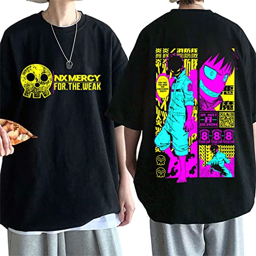 Trconk T-Shirts Anime Fire Force Mode Druck T-Shirts Männer Frauen Baumwolle Straßenkleidung Lässig Lose Neutral Kurze Ärmel Oberteile XXS~4XL-Black||XXS von Trconk