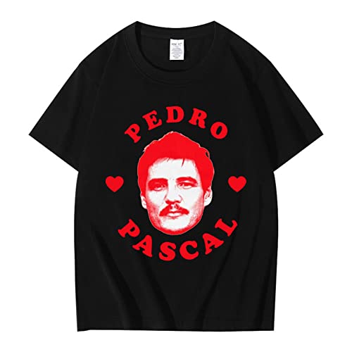 Trconk T-Shirts Pedro Pascal Bedruckt Lässig T-Shirts Kurzärmelig Männer Frauen Straße Mode Lose Neutral Kurze Ärmel Oberteile XXS~4XL-Black||XXS von Trconk