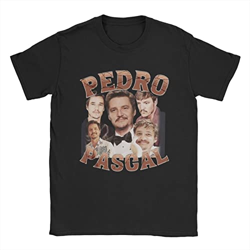Trconk T-Shirts Pedro Pascal Bedruckt Muster T-Shirts Kurze Ärmel Männer Frauen Baumwolle Jahrgang T-Shirts O-Ausschnitt T-Shirts Kurzärmelig Kleidung Oberteile-Black||XXS von Trconk