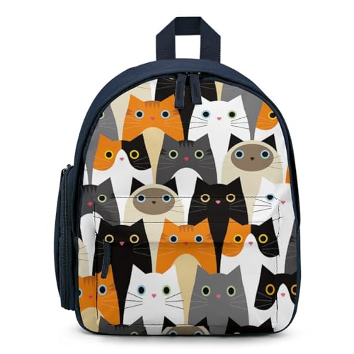 Treer Wasserdicht Rucksack Kinder, 3D-Tiere Schulrucksack für Kinder Nylon Kinderrucksack Mädchen Jungen Kindergartenrucksack Schulranzen für 3-10 Jahre (Katze,32x24x15cm) von Treer