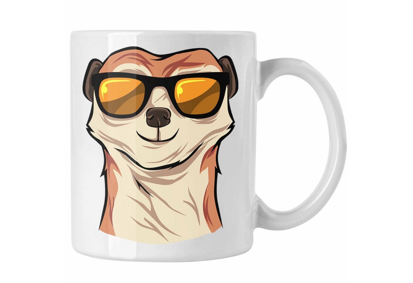 Trendation Tasse Lustige Erdmännchen Sonnenbrille Tasse Geschenk für Tierliebhaber von Trendation