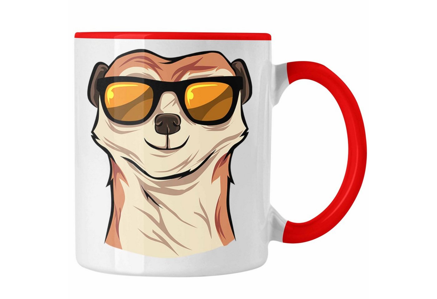 Trendation Tasse Lustige Erdmännchen Sonnenbrille Tasse Geschenk für Tierliebhaber von Trendation