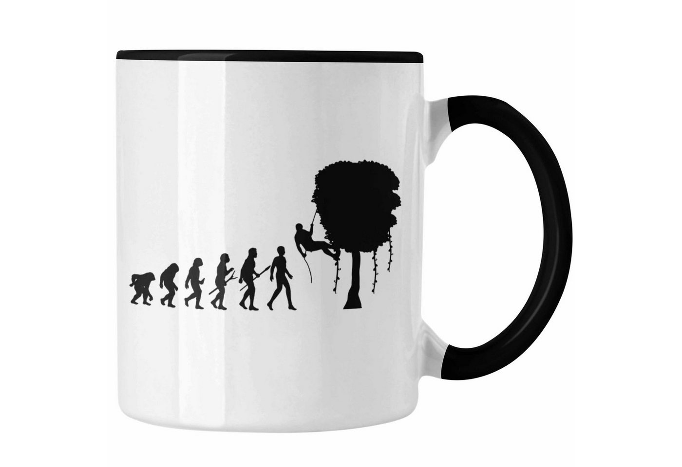 Trendation Tasse Trendation - Klettern Tasse Geschenk für Kletterer Grafik Evolution Outdoor Klettern Sport Baum von Trendation