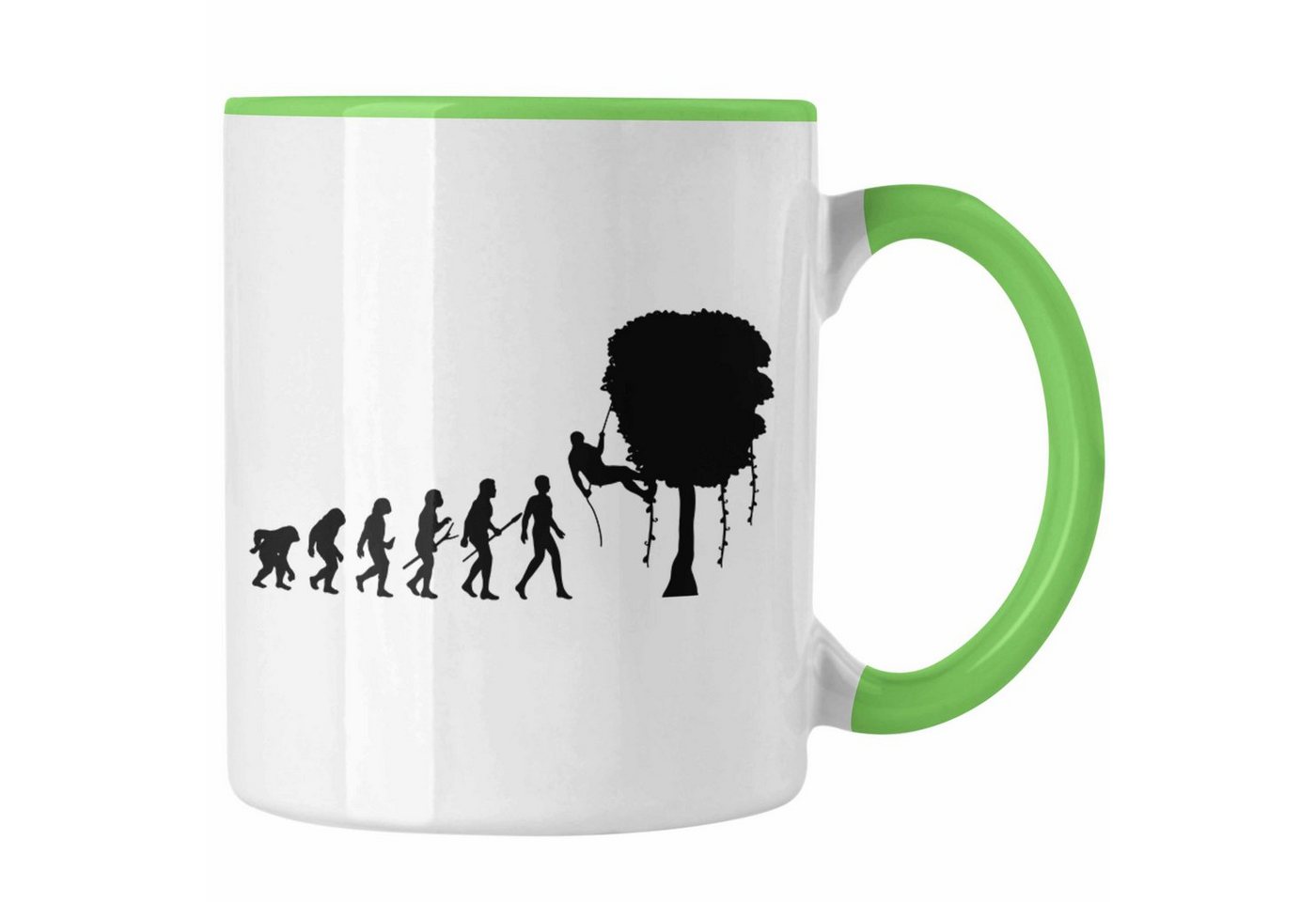 Trendation Tasse Trendation - Klettern Tasse Geschenk für Kletterer Grafik Evolution Outdoor Klettern Sport Baum von Trendation