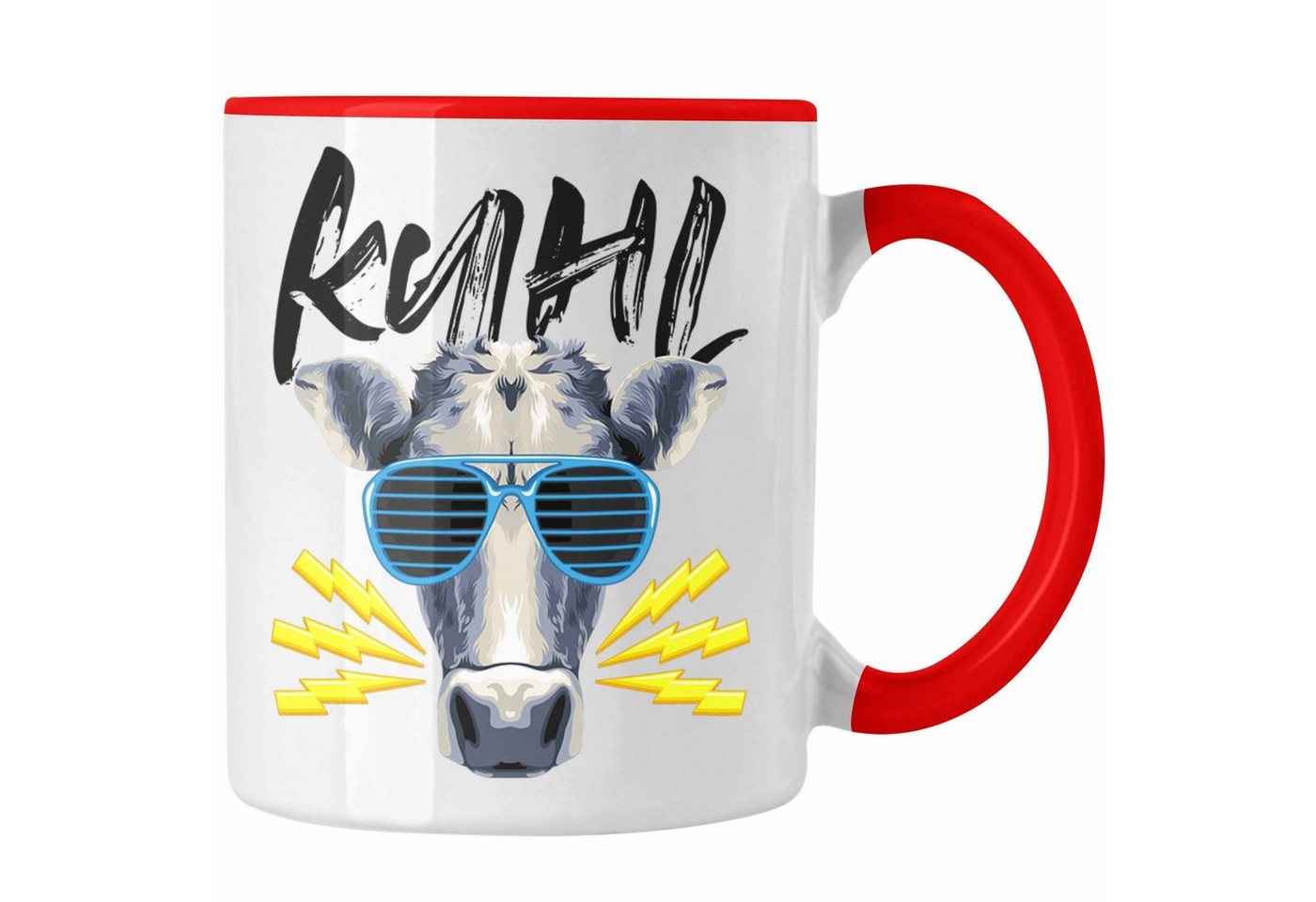 Trendation Tasse Trendation - Lustiges Kuhl Sonnenbrille Kuh Bauer Geschenk Lustiger Spruch Landwirt Geschenkidee Geburtstag Weihnachten. von Trendation