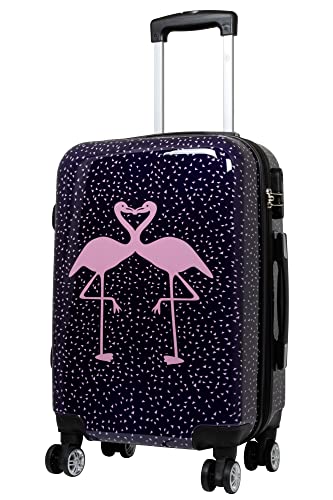 Trendyshop365 Hartschale Handgepäck Koffer Pink Kissing Flamingo 57 cm 38 Liter 4 Räder bunt von Trendyshop365
