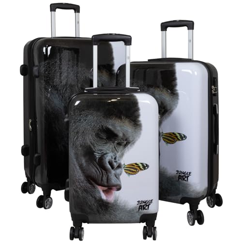 Trendyshop365 Koffer-Set 3-teilig Trolley Hartschale - Gorilla Tier-Motiv von Trendyshop365