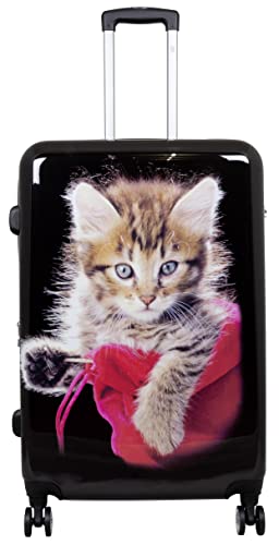 Trendyshop365 Polycarbonat Reisekoffer Trolley Hartschale - Design Katze Kätzchen Cat (Reisekoffer) von Trendyshop365